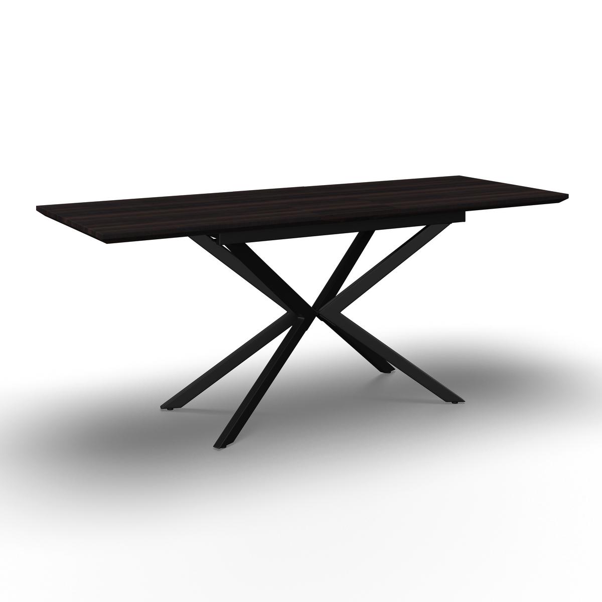 Výsuvný stůl AKI 140-180 - černá/barvy vlašských ořechů, Moderní, kov/kompozitní dřevo (140-180/76/80cm) - Bessagi Home