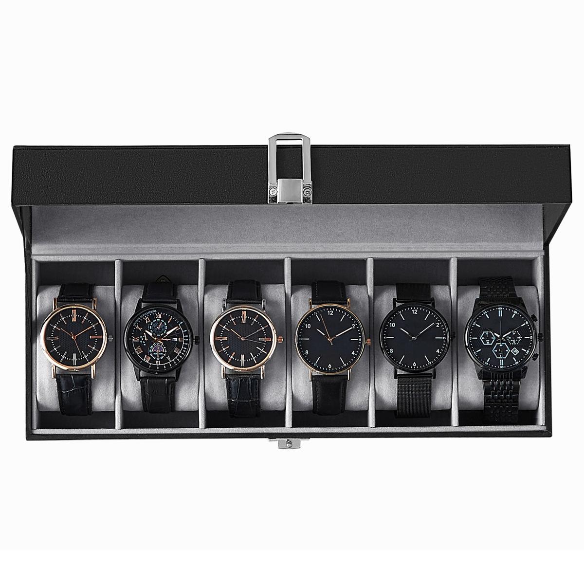 Uhrenbox Schwarz B: 30 Cm - Schwarz, Basics, Glas/Holzwerkstoff (30/8/11,2cm)