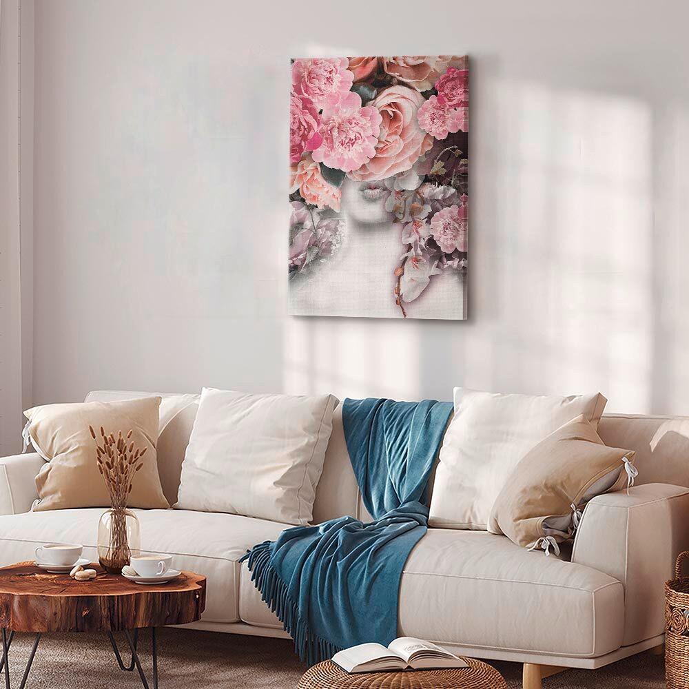 Leinwandbild Give Me Kiss Weiß Pink B: 80 cm - Pink/Weiß, Basics, Holz/Textil (80/120/1,2cm) - artgeist