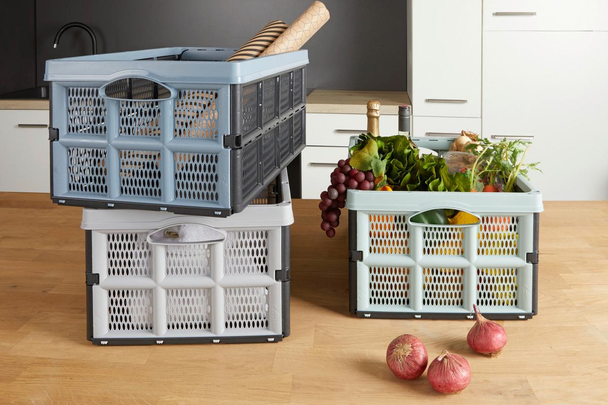 Klappbox Theodor *ph* - Sandfarben/Pastellblau, KONVENTIONELL, Kunststoff (51/34/23cm) - Ondega