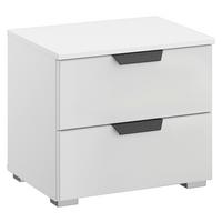 Nachtkästchen Artemis Weiß, H:43cm - Weiß Hochglanz/Alufarben, MODERN, Glas/Holzwerkstoff (47/43/42cm) - Rauch Möbel