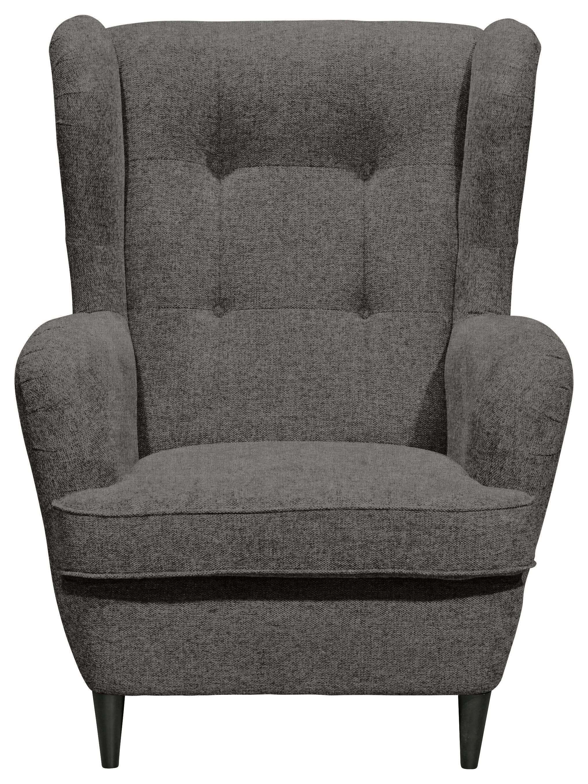 Ohrensessel Oskar Dunkelbraun B: 78 cm - Dunkelbraun/Schwarz, Basics, Textil (78/102/98cm) - MID.YOU