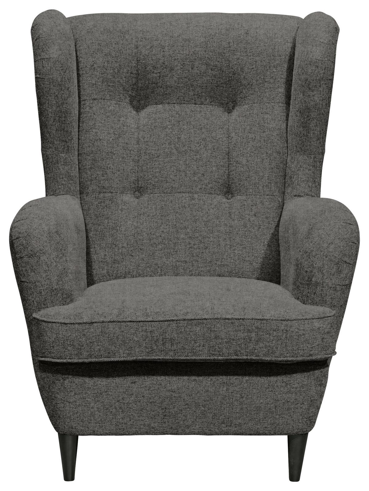 Ohrensessel Oskar Dunkelbraun B: 78 cm - Dunkelbraun/Schwarz, Basics, Textil (78/102/98cm) - MID.YOU