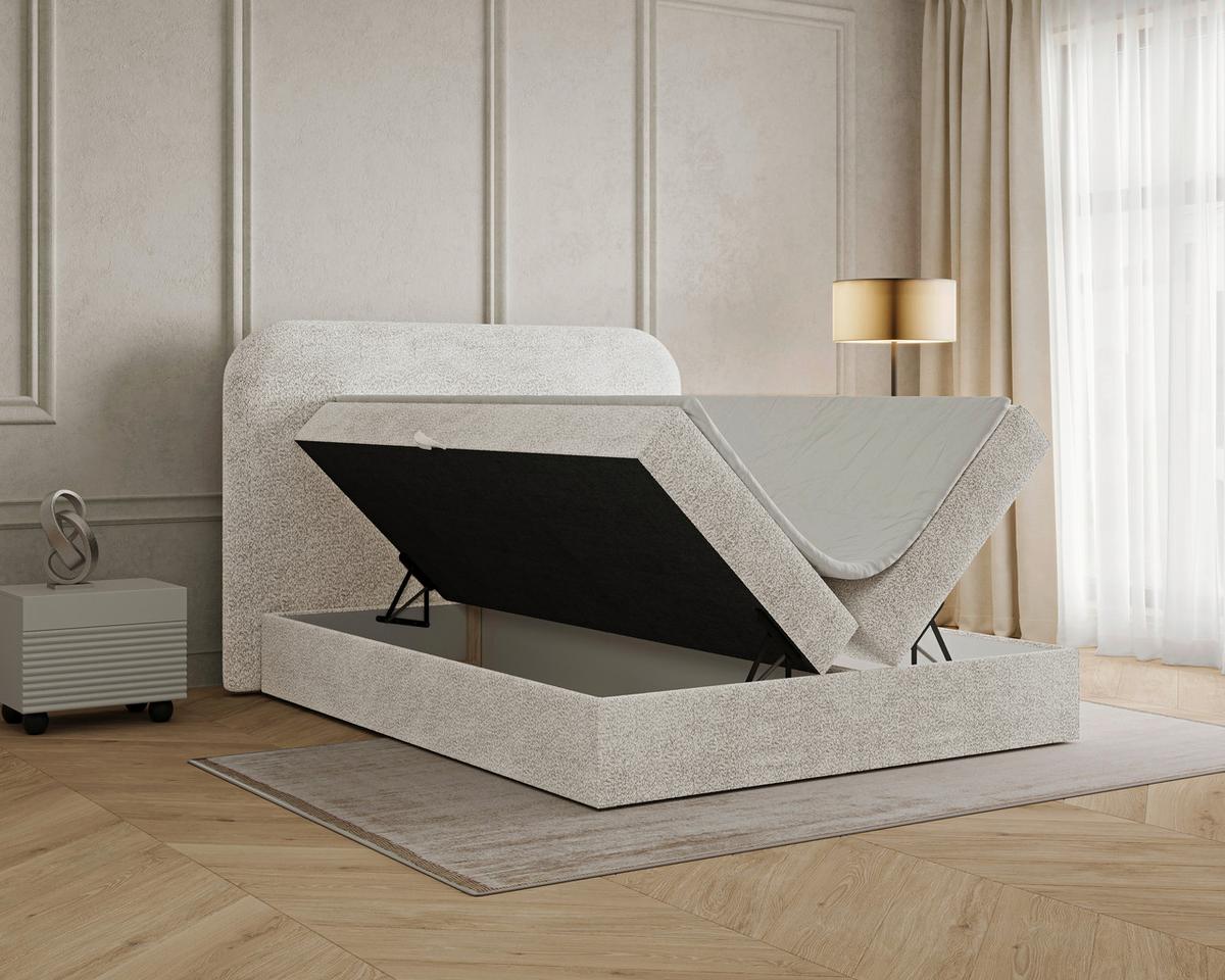 BOXBETT London Elfenbein 160x200cm - Elfenbein/Schwarz, MODERN, Holz/Kunststoff (160/200cm) - MID.YOU
