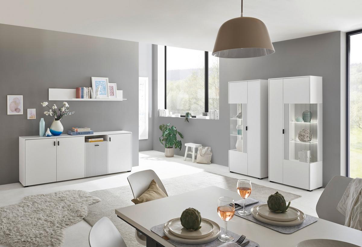 Lowboard Hudson Schwarz/Weiß B: 75 cm - Schwarz/Weiß, Design, Glas/Holzwerkstoff (75/180/38cm) - MID.YOU