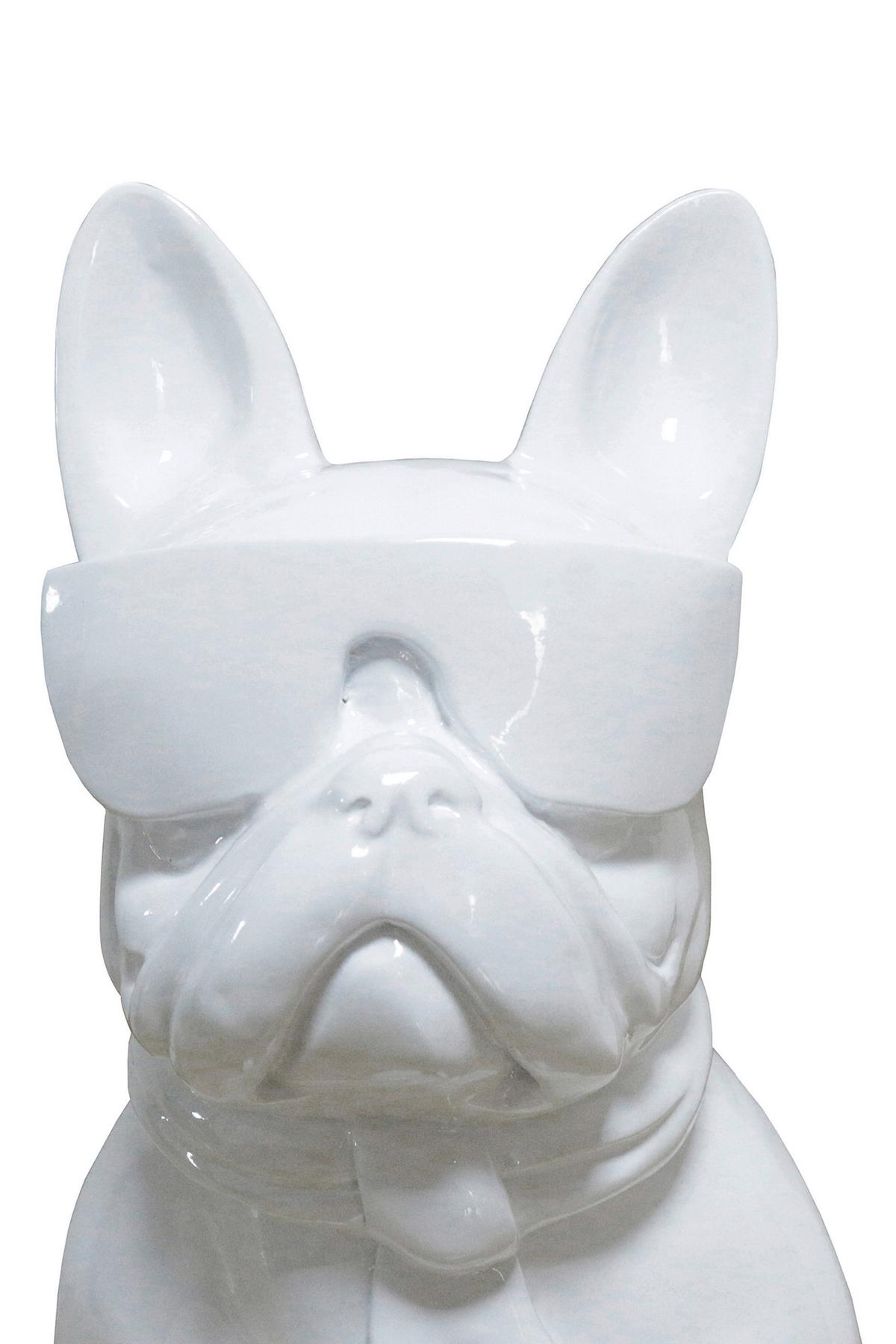 Skulptur Bulldog Weiß, 27x37 Cm - Weiß, Trend, Naturmaterialien/Stein (27/37/19cm) - Kayoom