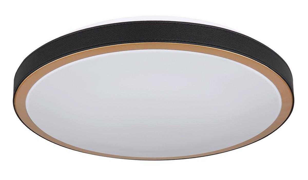 LED-Deckenleuchte 41765-24 - Opal/Schwarz, Basics, Leder/Kunststoff (42/9,5cm) - Globo