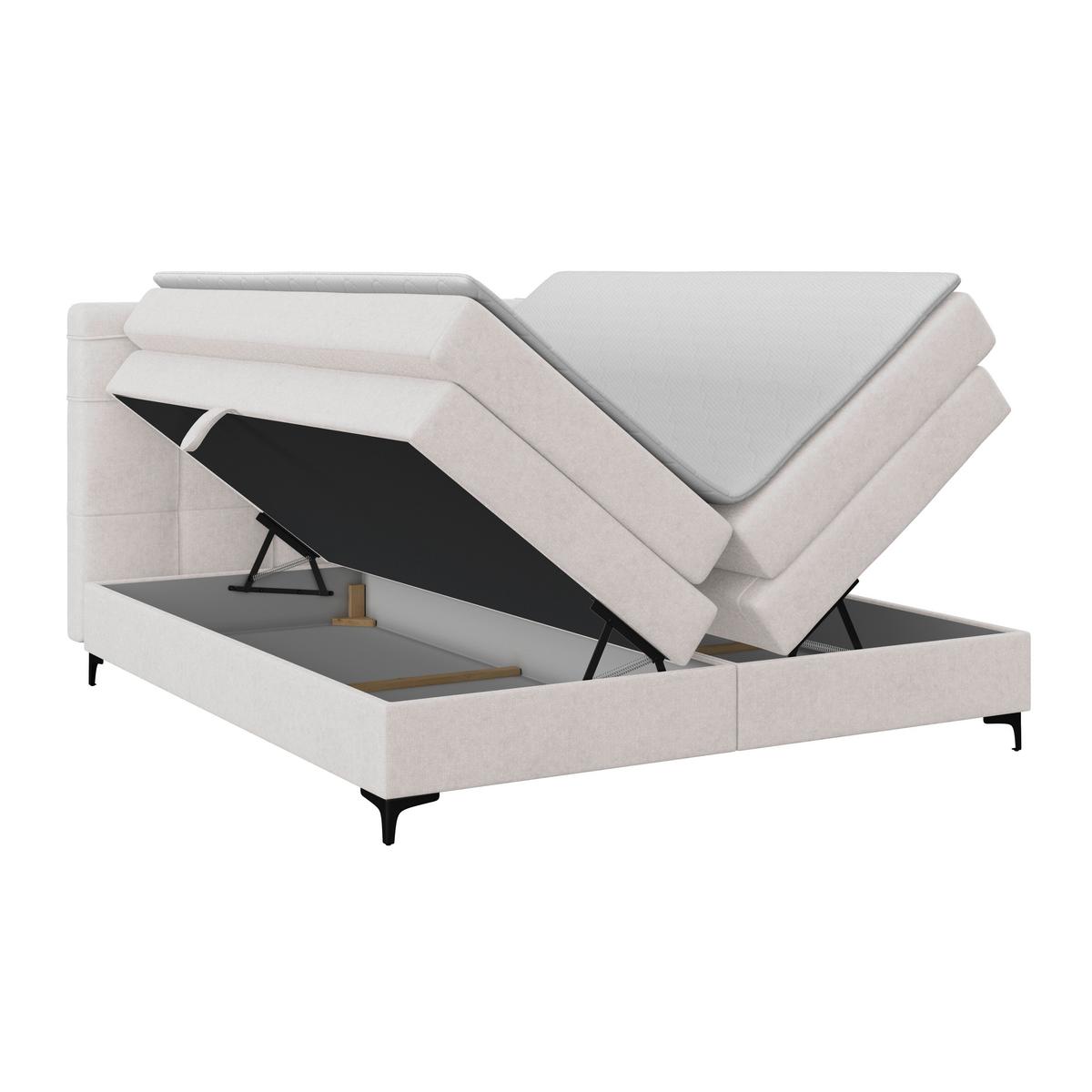 Boxspringbett MITTO Champagner 200x200 cm - Champagner/Schwarz, KONVENTIONELL, Textil/Metall (200/200cm)
