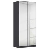 Drehtürenschrank Mit Spiegel 91 cm Reflect, Grau - Silberfarben/Grau, MODERN, Holzwerkstoff (91/210/54cm)