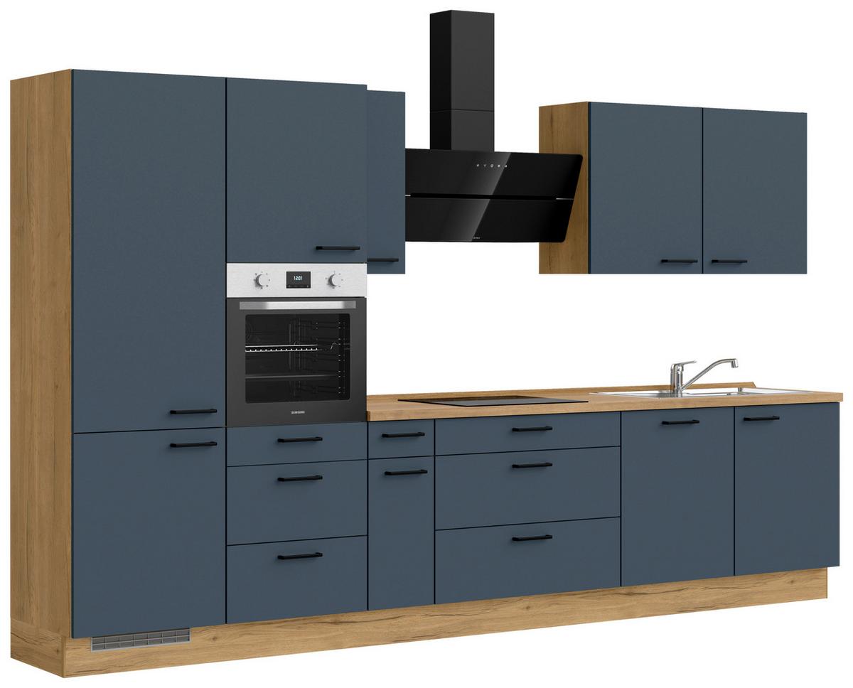 Küchenleerblock Easytouch High-Line, H12 Links - Blau/Eichefarben, MODERN, Holzwerkstoff (360cm) - Nobilia