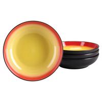 Schüsselset Hot Red Steinzeug 4--Teilig,rund ca. 22 cm - Rot/Hellgelb, Trend, Keramik (22,5/6cm) - Creatable