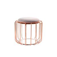 Beistelltisch/pouf 2 In 1 Comfortable Rosé/hellviolett - Grau/Kupferfarben, Basics, Glas/Holzwerkstoff (50/50/45cm) - Kayoom