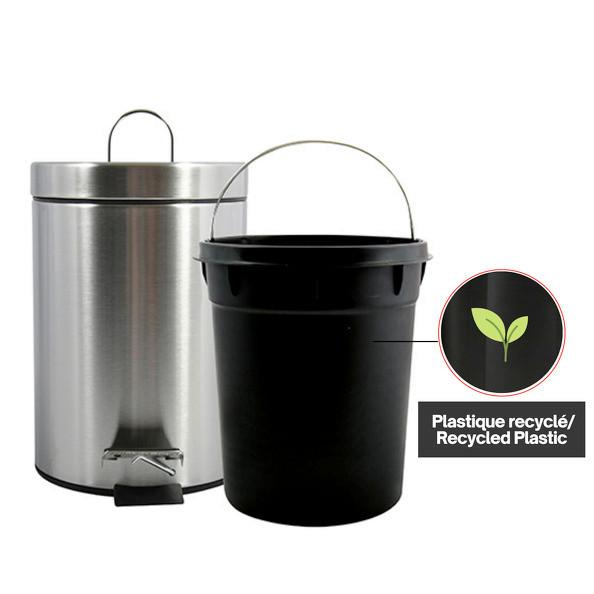 Kosmetikeimer Unis 5l Silber Metall Dxh 20,5x27,7 Cm - Silberfarben/Schwarz, Basics, Kunststoff/Metall (20,5/27,7cm)