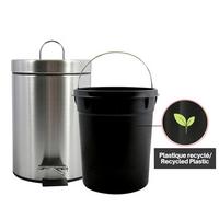 Treteimer Unis 3l Silberfarben Metall DxH: 17x25 cm - Silberfarben/Schwarz, Basics, Kunststoff/Metall (17/25cm)