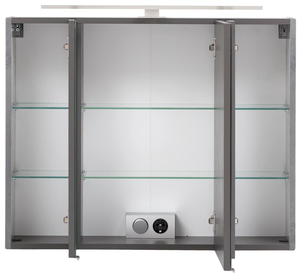 Bademöbel-Set Stockholm B: 110 cm Weiß/Grau - Weiß/Grau, KONVENTIONELL, Glas/Holzwerkstoff (110cm) - Held