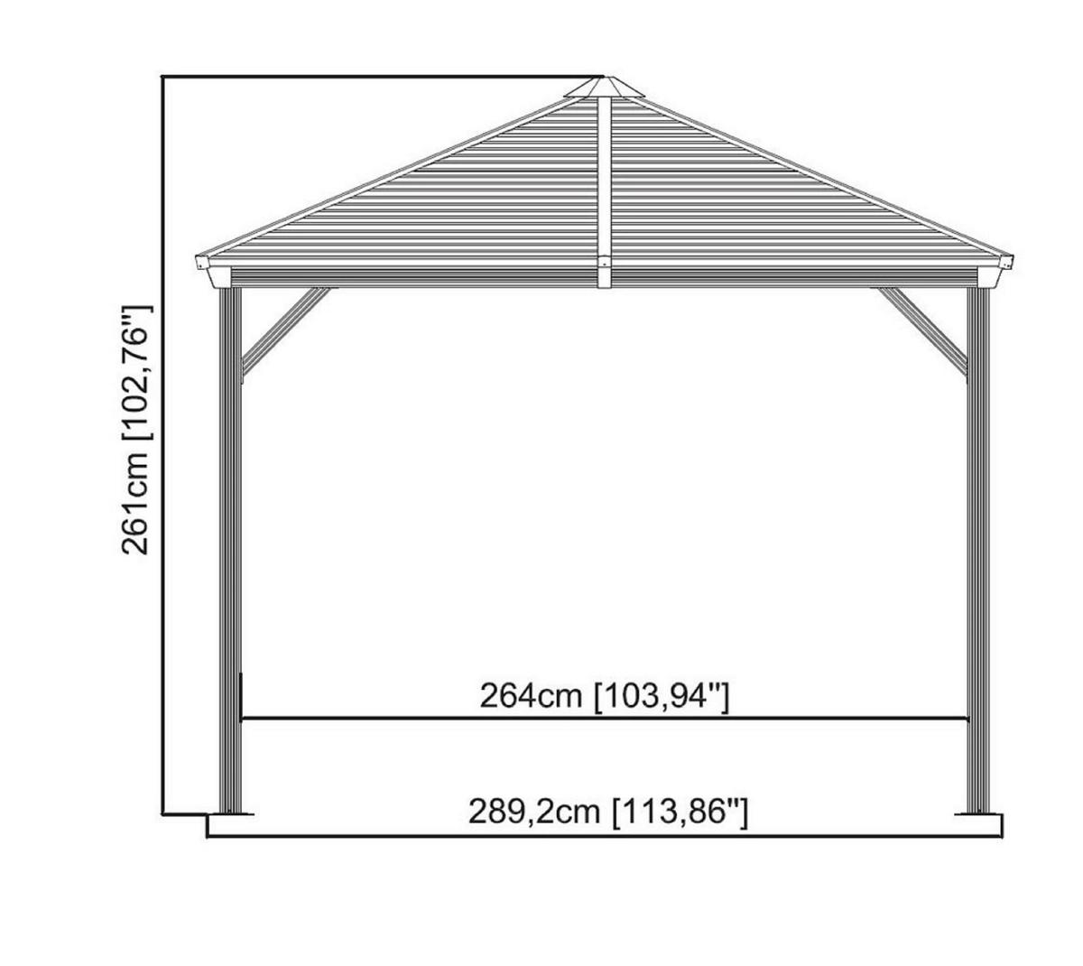 Pavillon Ventura 296x261x423cm Wetterfest - Anthrazit, Basics, Metall (296/261/423cm)