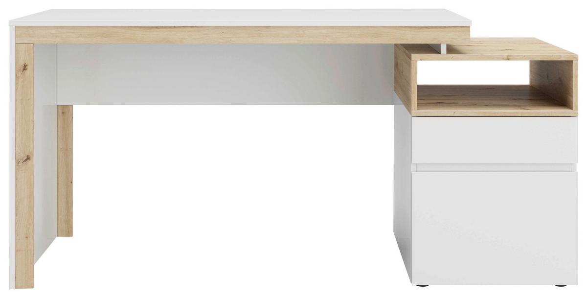 Schreibtisch Santiago - Weiß/Eiche Artisan, MODERN, Holz (160/60/76cm) - MID.YOU