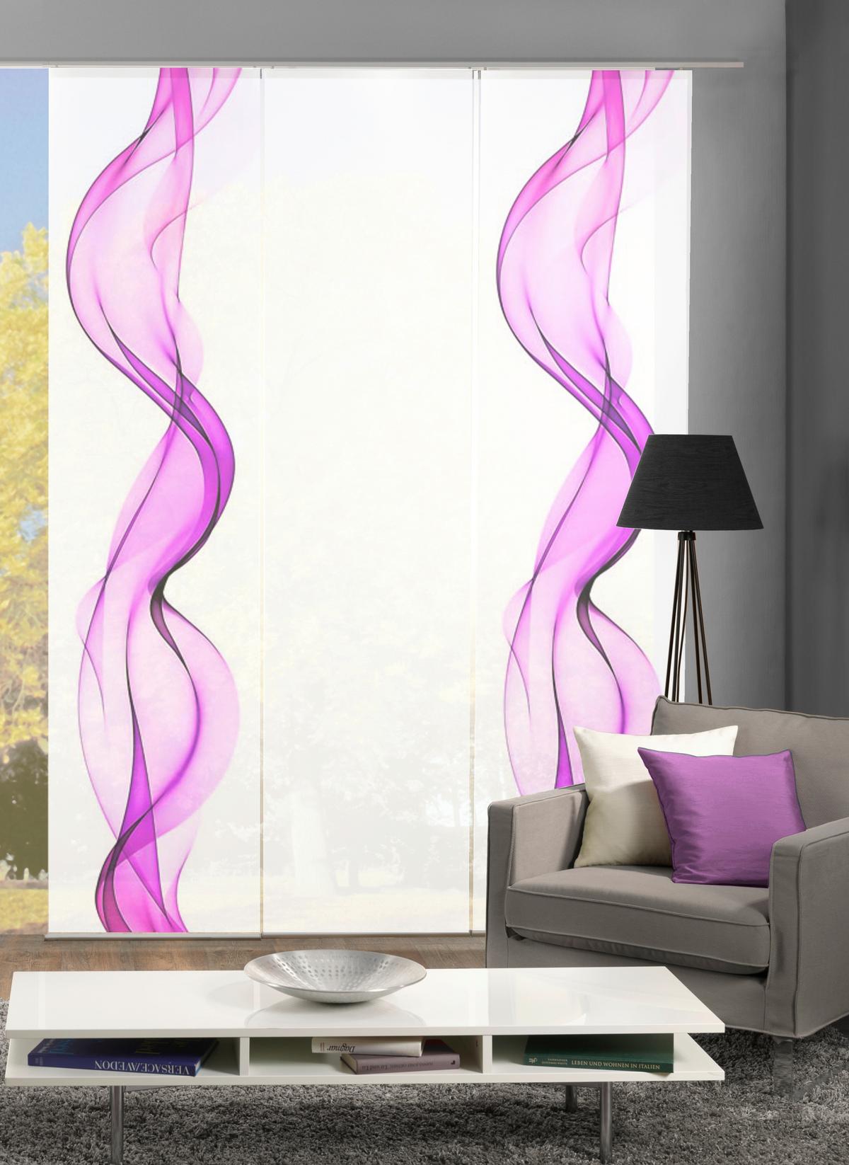 Flächenvorhang Edmonton Beere B: 3x60 cm - Beere, Design, Textil (3x60/245cm)