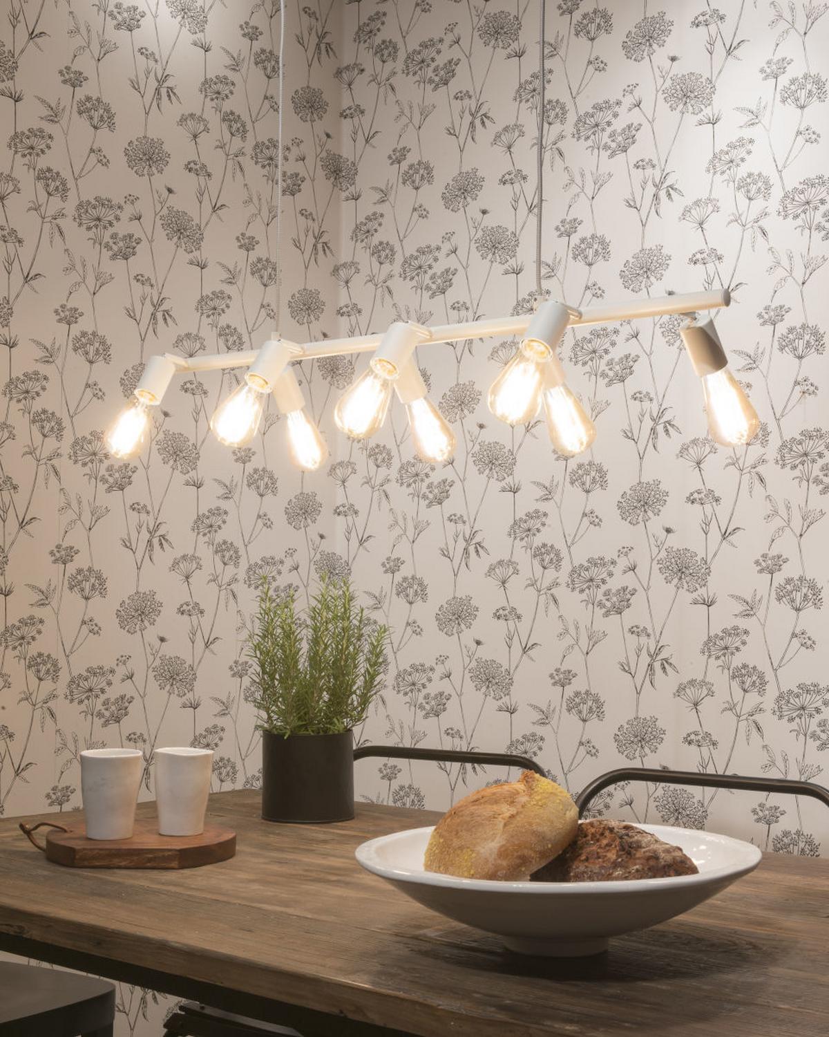 Hängeleuchte Miami H: 28-175cm 8-Flammig Höhenverstellbar - Weiß, Design, Metall (105/28/28-175cm) - It's about Romi