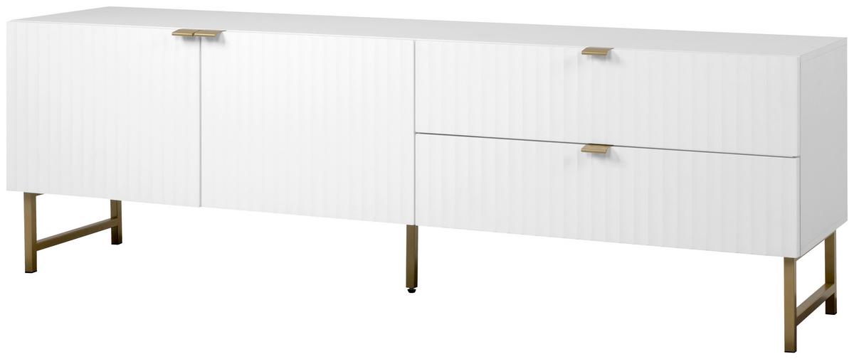 TV-Lowboard Edinburgh B: 179 cm Weiß - Goldfarben/Weiß, Design, Holzwerkstoff (179/61/41cm) - MID.YOU