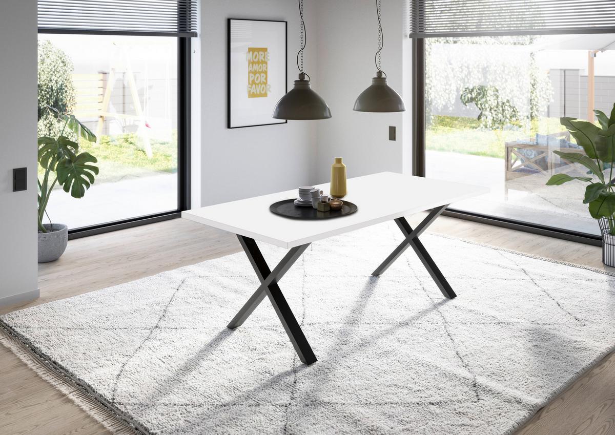 Esstisch Alex Schwarz, Weiß - Schwarz/Weiß, MODERN, Holzwerkstoff/Metall (200/100/78cm) - Livetastic