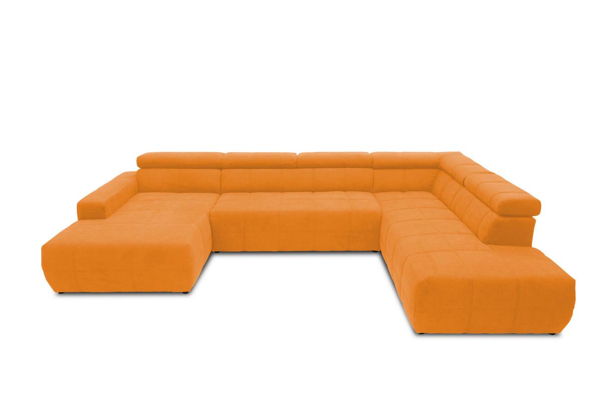 Wohnlandschaft Brandon Kopfteilverstellng Orange - Schwarz/Orange, Design, Textil (175/359/228cm) - MID.YOU