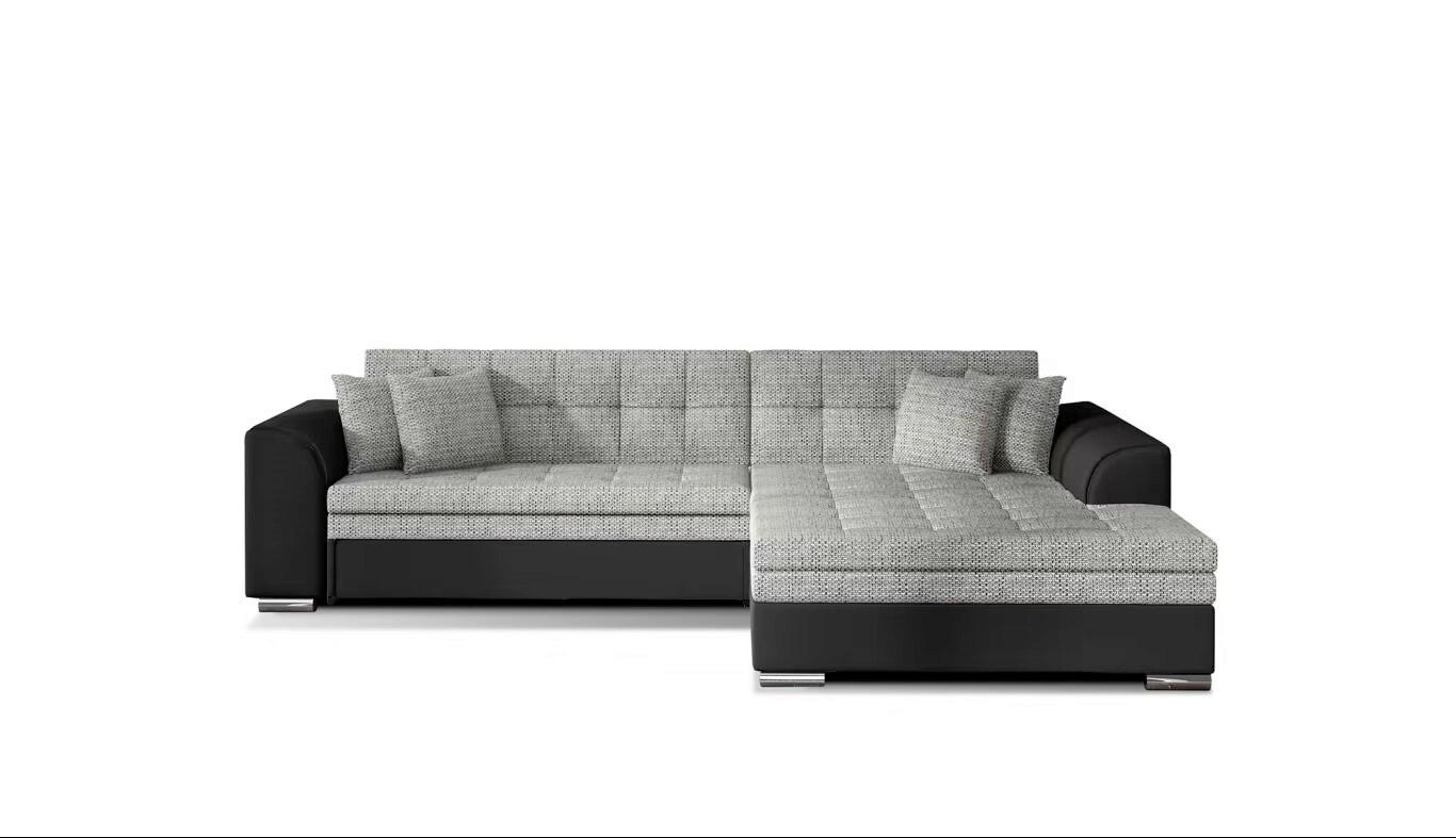 Ecksofa Sorento Grau/Schwarz S: 296x194 cm - Chromfarben/Schwarz, Design, Textil (296/194cm) - MID.YOU