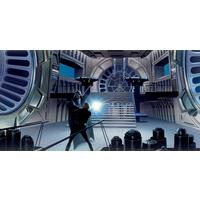 Fototapete Star Wars Duell Throneroom - Blau/Schwarz, Trend, Textil (500/250cm)