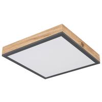 Led-deckenleuchte Doro L: 30 Cm - Opal/Graphitfarben, Basics, Kunststoff/Metall (30/30cm) - Globo