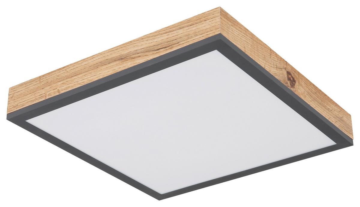 Led-deckenleuchte Doro L: 30 Cm - Opal/Graphitfarben, Basics, Kunststoff/Metall (30/30cm) - Globo