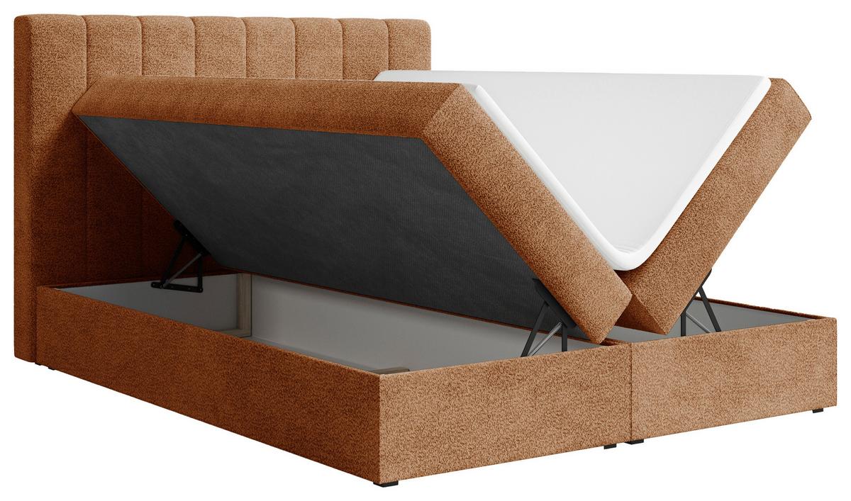 Boxbett Paris mit Topper 140x200 - Terracotta/Schwarz, MODERN, Holz/Kunststoff (140/200cm) - Livetastic