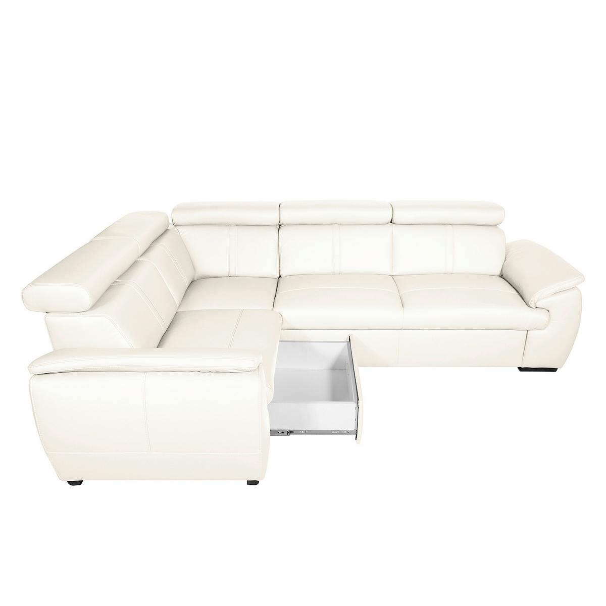 Ecksofa City Weiß B: 265x265 Cm - Wengefarben/Weiß, Design, Leder (265/265cm) - Livetastic