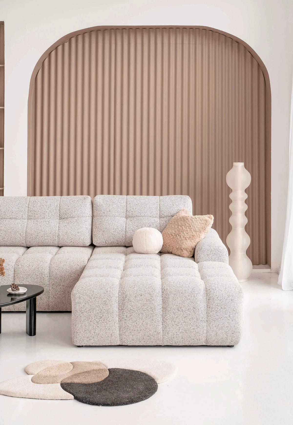 Ecksofa Lulu Taupe S: 338x184cm - Taupe/Schwarz, Design, Textil (338/184cm) - MID.YOU