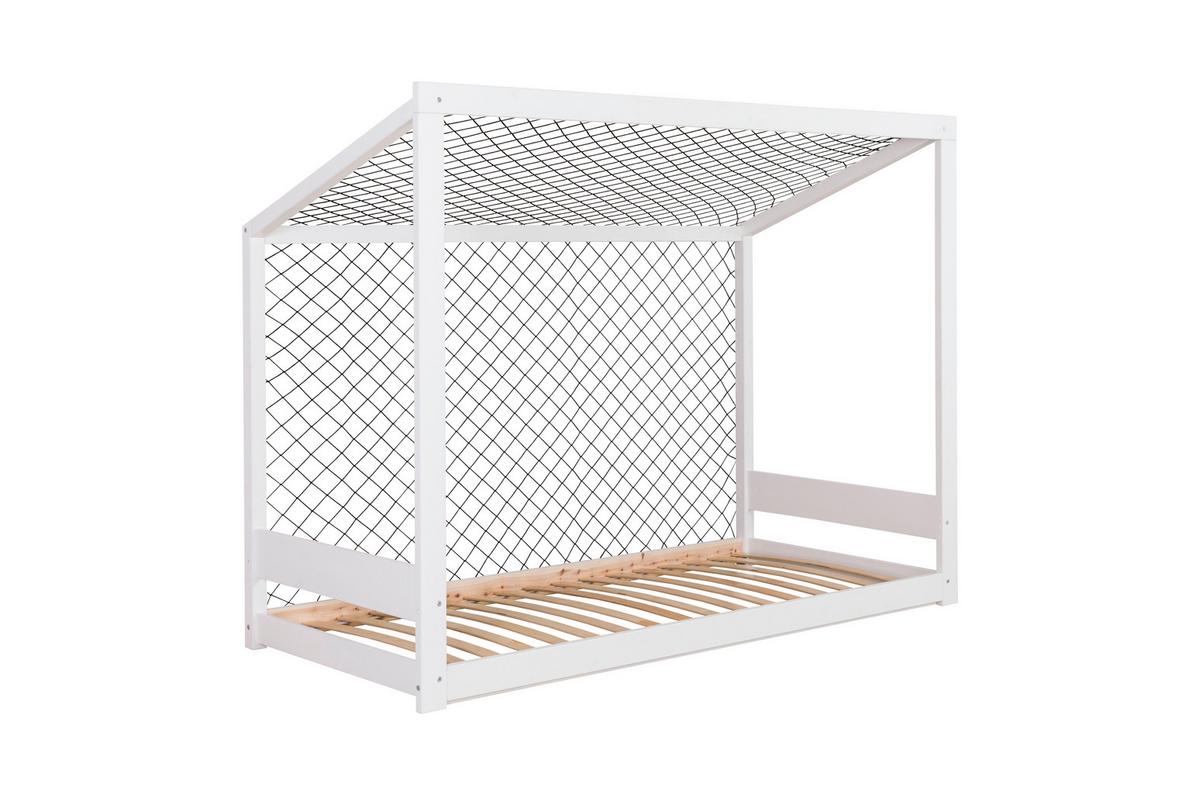 Bodenbett mit Rollrost 90x200 cm Weiß - Weiß/Naturfarben, MODERN, Holz (90/200cm) - MID.YOU