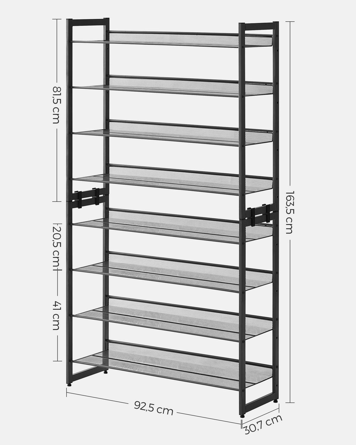 REGÁL NA BOTY DAN - černá, Trend, kov (92.5/163.5/30.7cm) - Boxxx