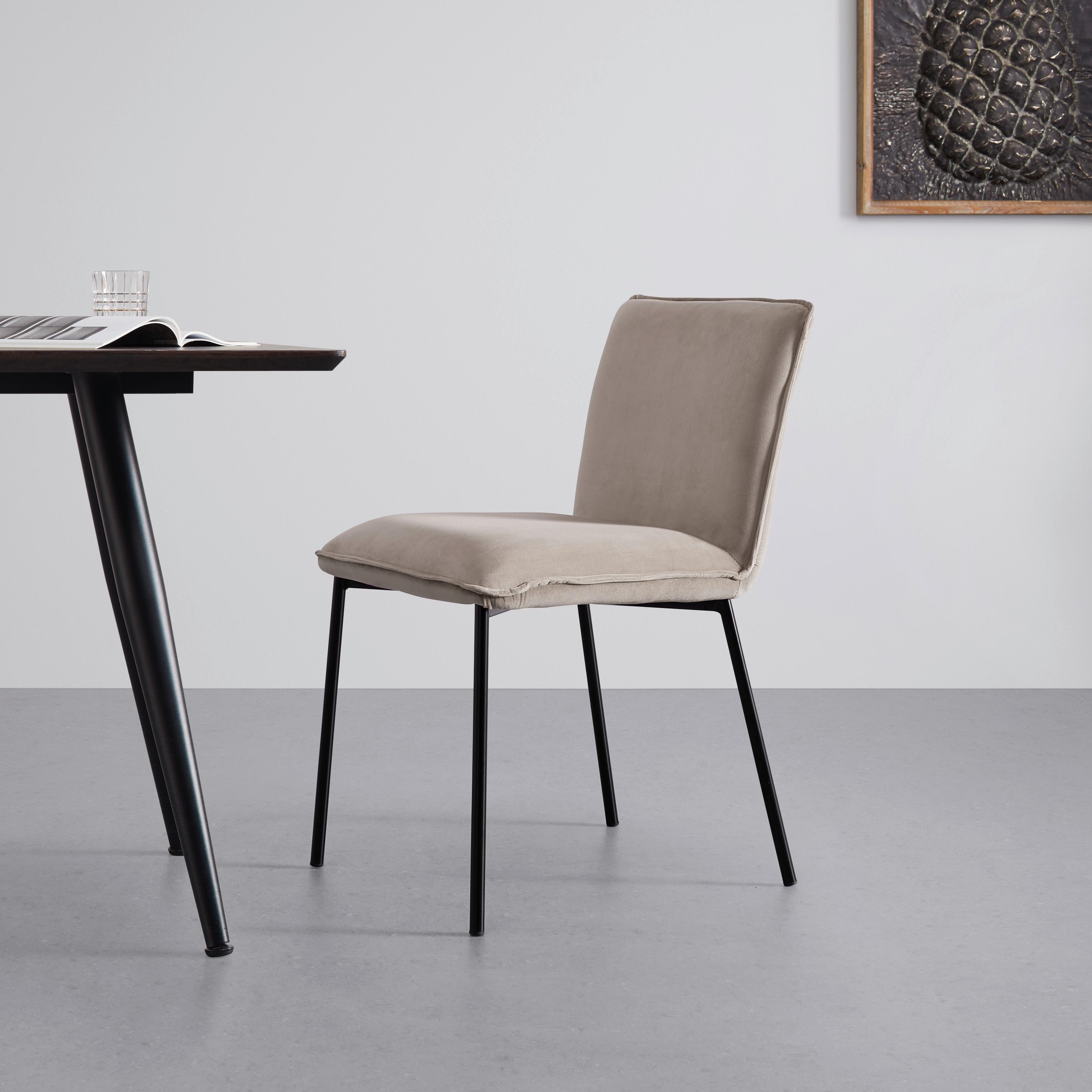 Stolička DARLA béžová - čierna/béžová, Modern, kov/drevo (49/81/55cm) - Bessagi Home