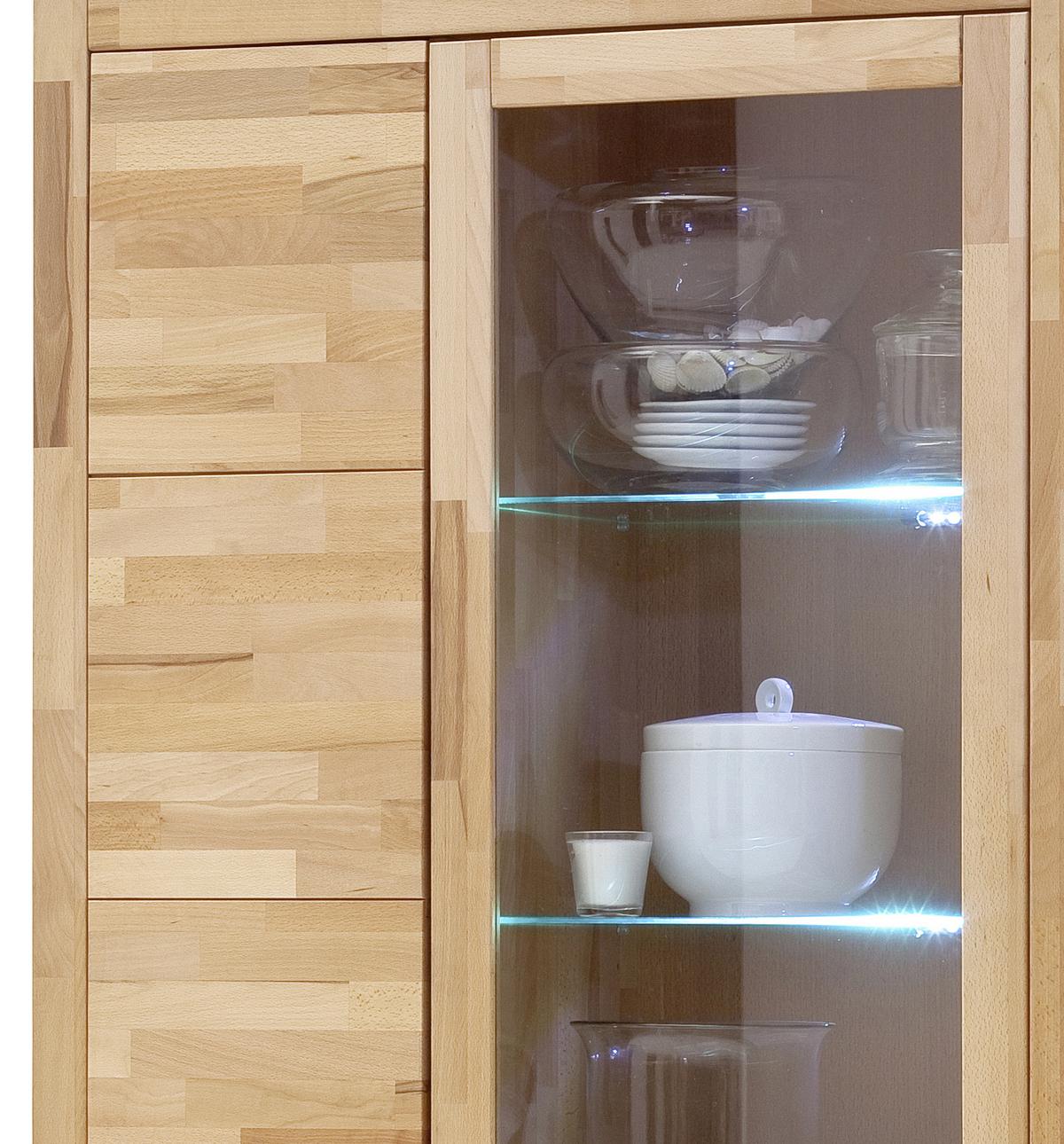 Vitrine Buchefarben, B: 98 Cm - Buchefarben, Design, Glas/Holz (98/203/40cm) - MID.YOU