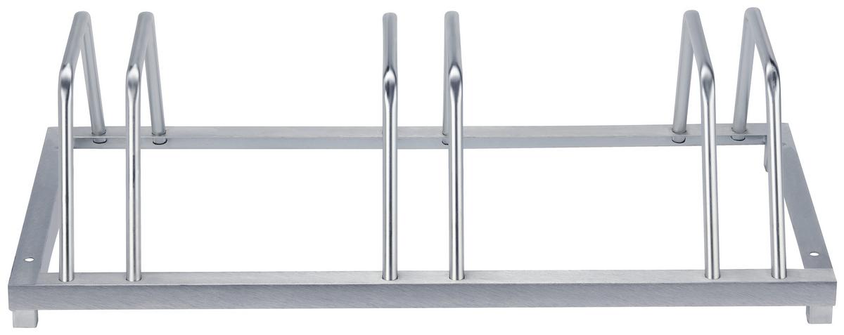 Fahrradständer Für 3 Räder Bodenmontage 88x40x45 Cm - Silberfarben, MODERN, Metall (88/40/25cm) - Suki
