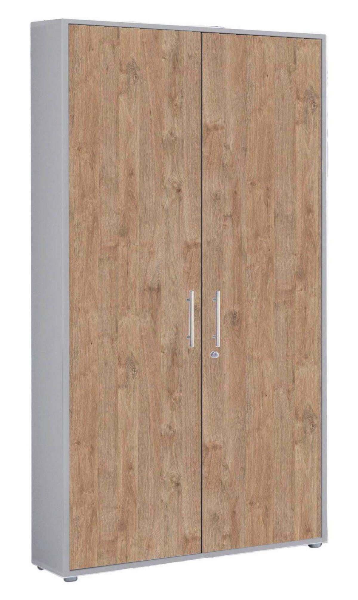 Aktenschrank Office Edition Grau, Eiche Dekor B: 84,4cm - Eichefarben/Grau, MODERN, Holzwerkstoff (84,4/185,6/33cm) - MID.YOU