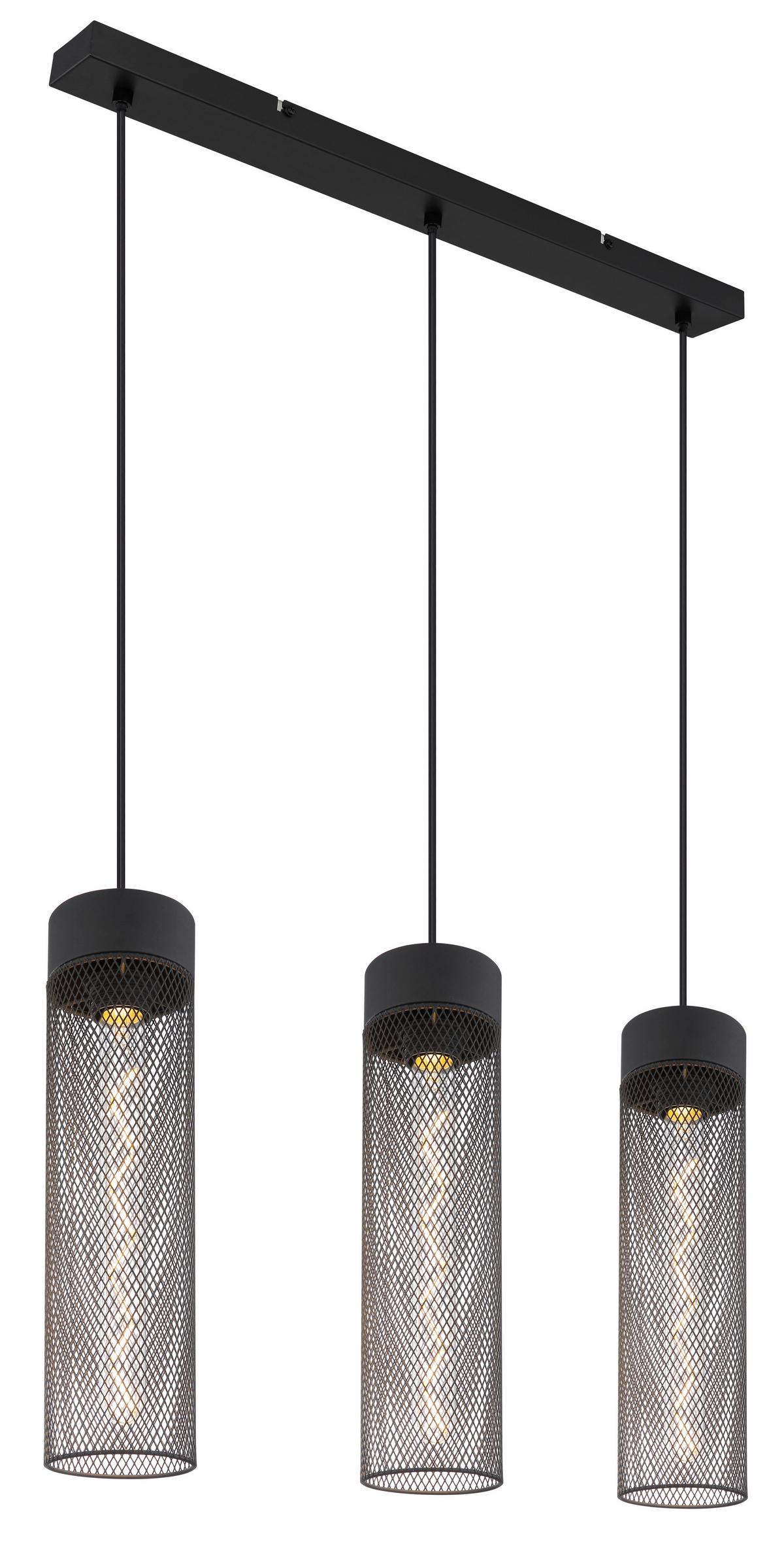 Hängeleuchte 15649-3h - Schwarz, Design, Metall (60/9,5/120cm) - Globo