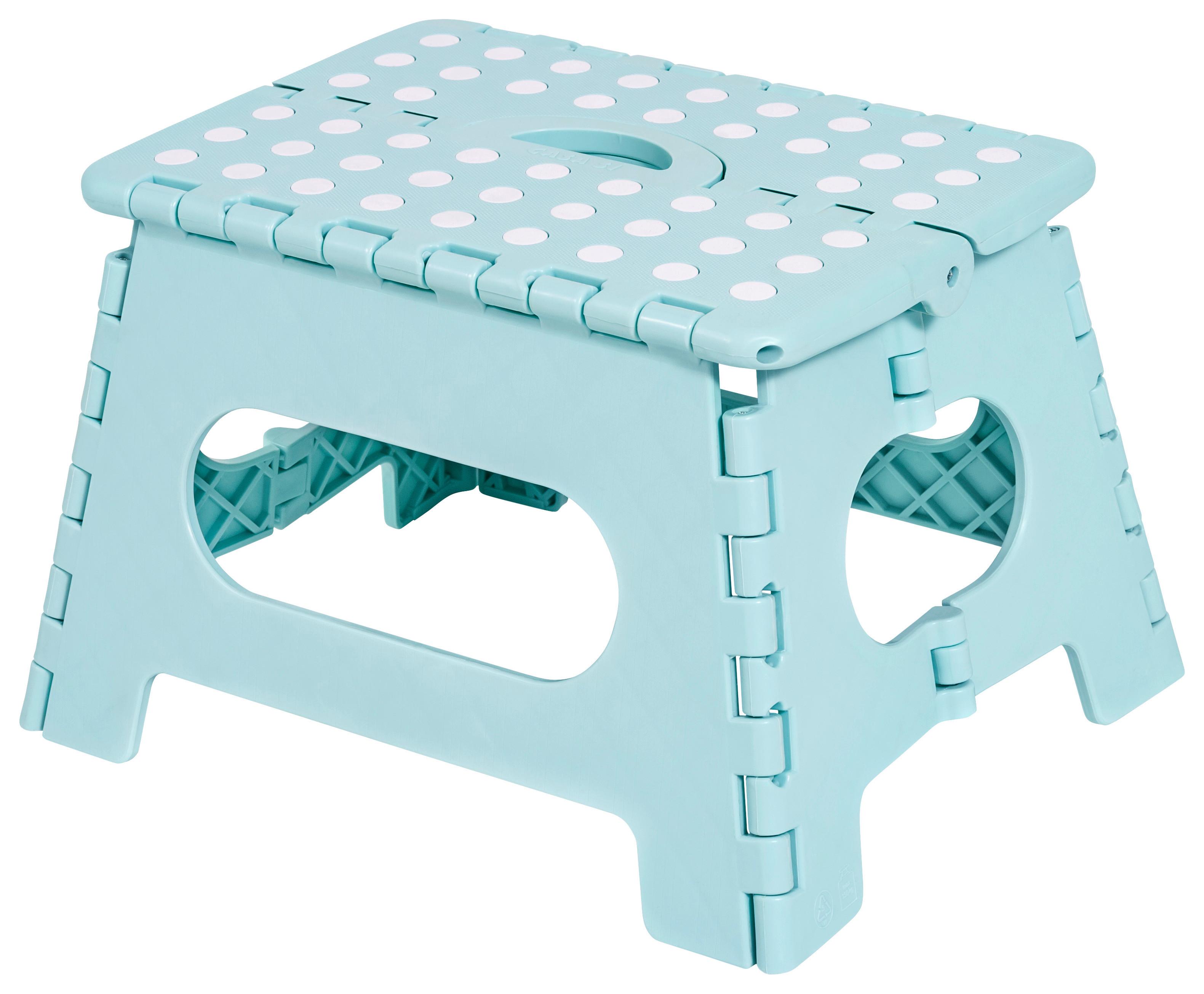 Tritthocker One Step Klappbar, H: 22 cm - Weiß/Grau, Basics, Kunststoff (34,5/22/27,5cm)