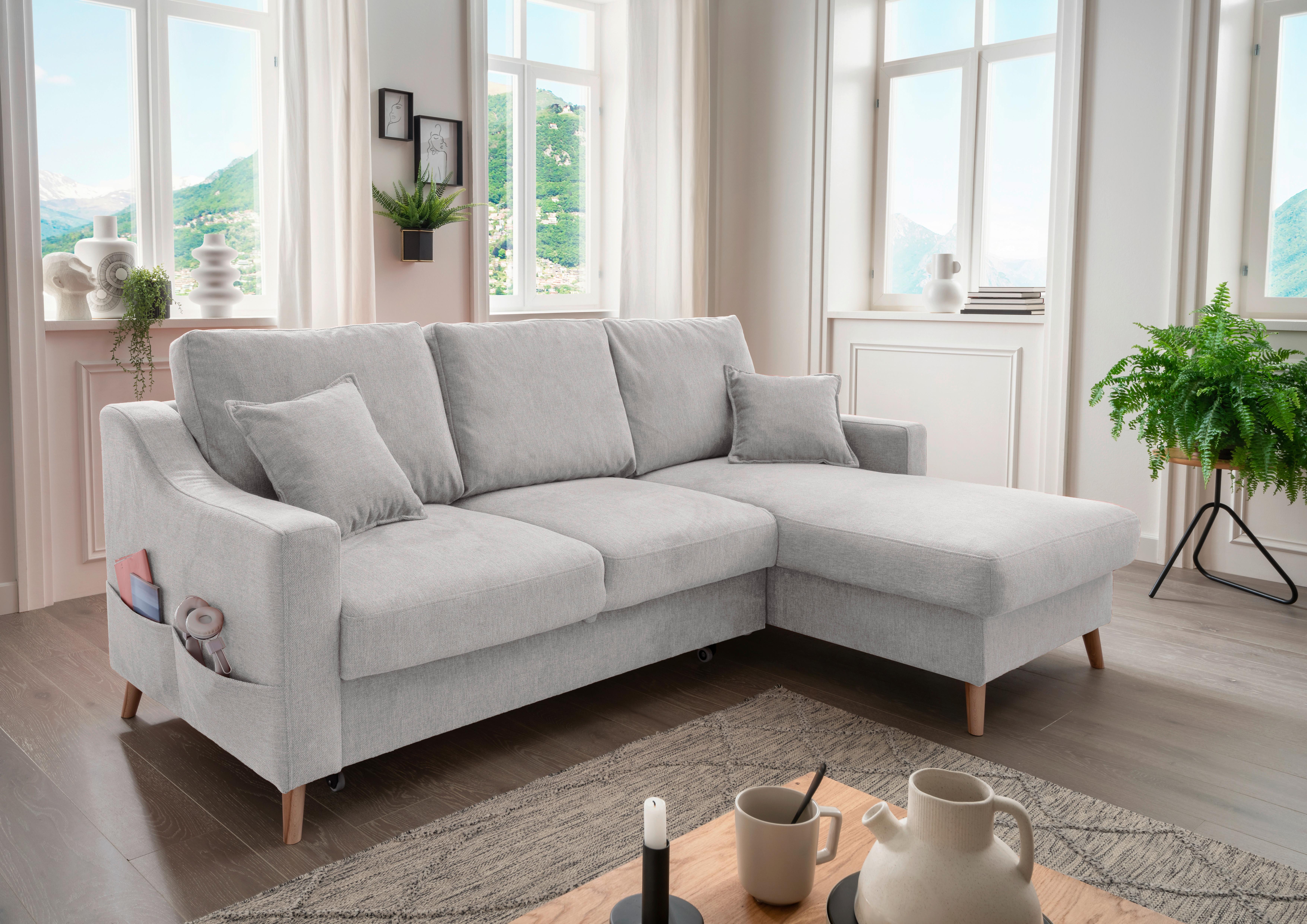 Ecksofa Valentina Grau S: 228x150 Cm - Naturfarben/Grau, MODERN, Textil (228/150cm) - Livetastic
