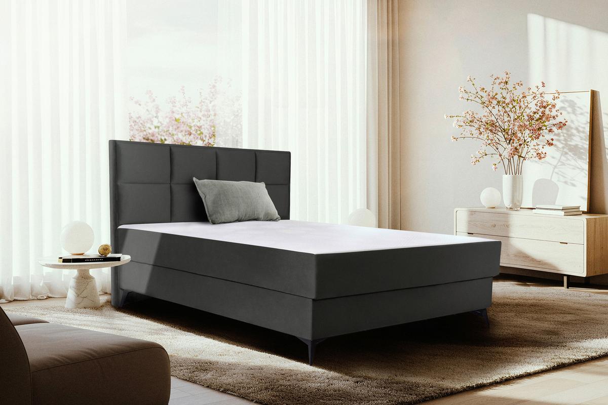 Kárpitozott Ágy Terra 160/200 Cm - sötétszürke/szürke, Konventionell, faalapú anyag/textil (160/200cm)