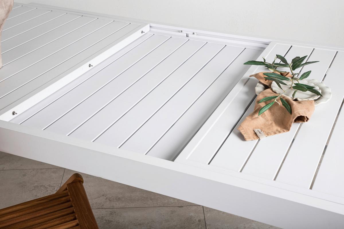 Gartentisch Marbella - Weiß, KONVENTIONELL, Metall (160/100/75cm) - Gardenson