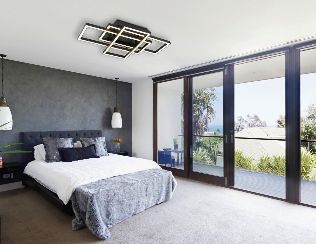 Led Mennyezeti Lámpa Savi - krómszínű/fekete, Modern, műanyag/fém (58/36/9,1cm) - Luca Bessoni