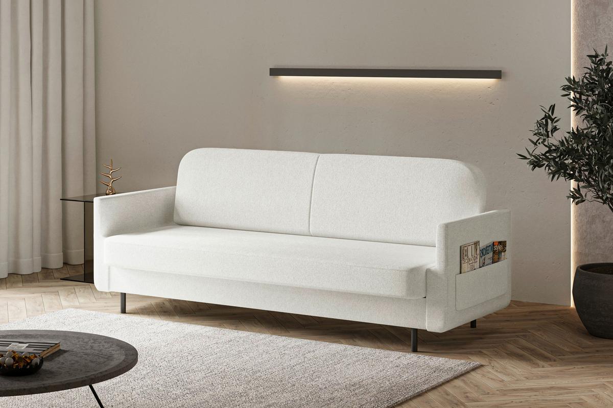 Schlafsofa Cloudy Creme B: 221 cm - Creme, Design, Textil (221/87/84cm) - MID.YOU