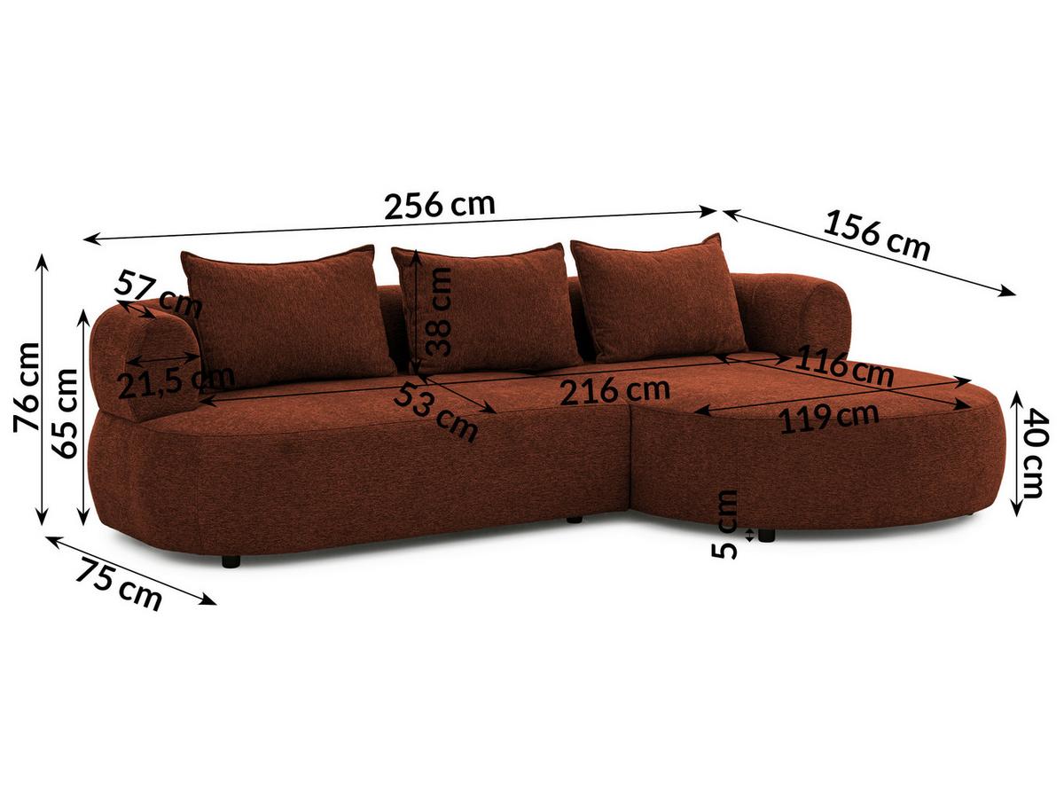 Ecksofa Ferro Rostfarben S: 256x156 Cm - Rostfarben/Schwarz, Design, Textil (256/156cm) - Livetastic