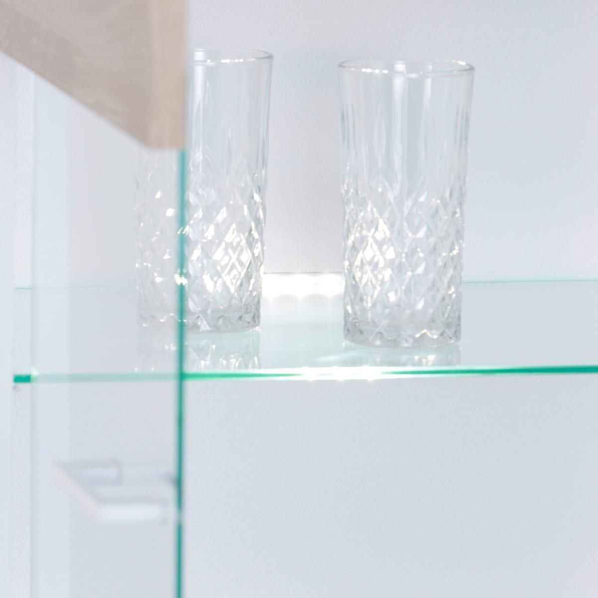 Vitrine Alex - Eichefarben/Weiß, KONVENTIONELL, Glas/Holzwerkstoff (45/195/37cm)