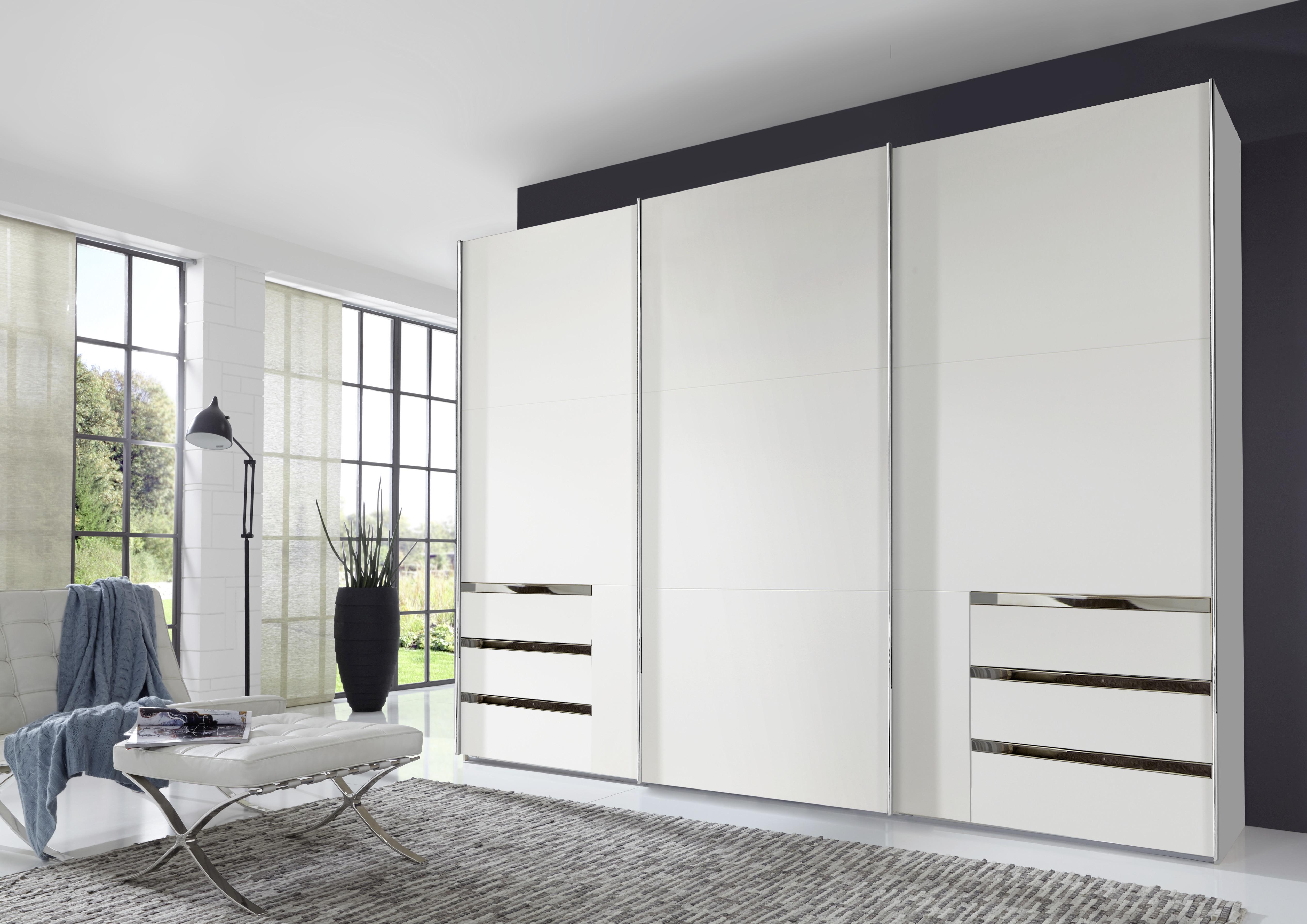 Schwebetürenschrank Mit Laden 300cm Level 36a, Weiß - Weiß, MODERN, Holzwerkstoff (300/216/65cm) - MID.YOU