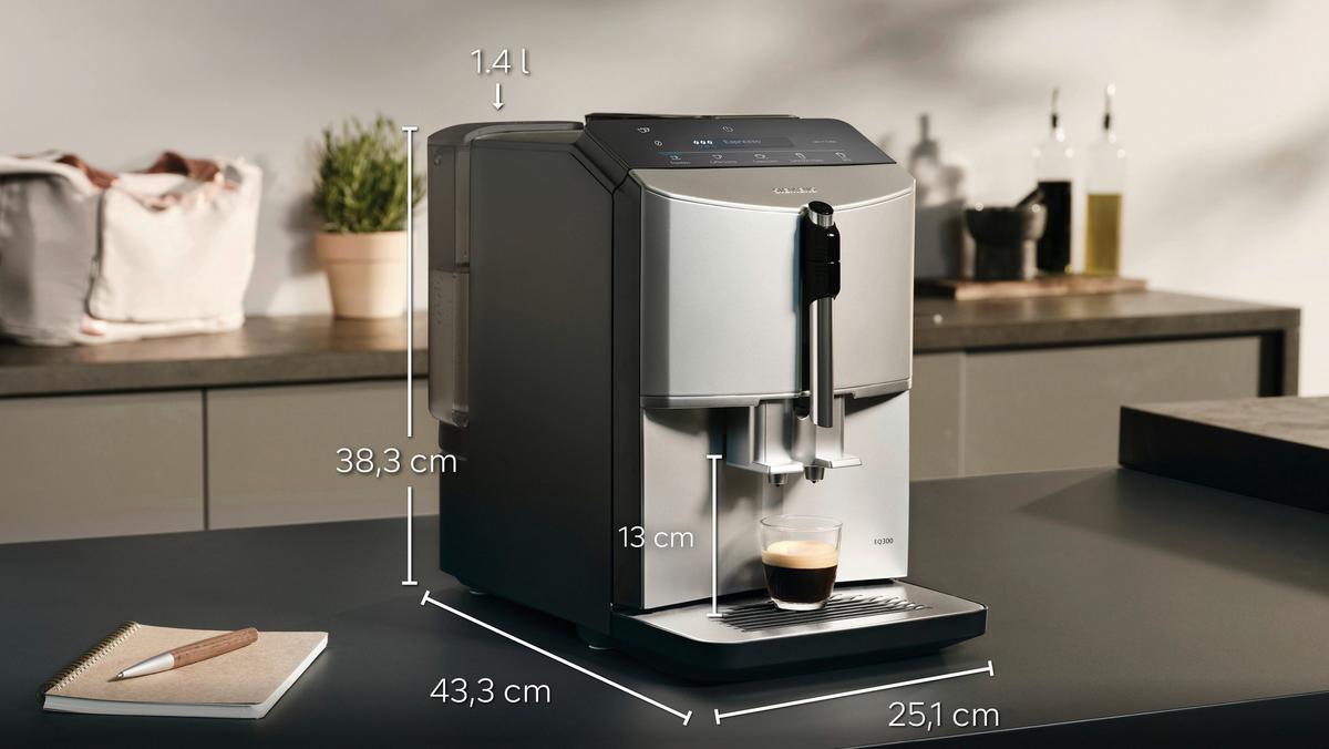 Kaffeevollautomat Tf303e07 - Silberfarben/Schwarz, MODERN (38,3/25,1/43,3cm) - Siemens